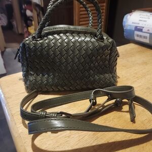 Green Woven  Handbag